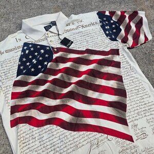 American Flag Cotton Traders Dad Polo